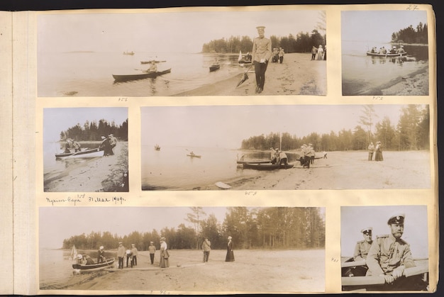 een collage van foto's met een boot en een boot