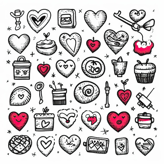 Foto een collage van harten en een cupcake