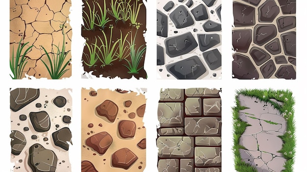 een collage van verschillende beelden van verschillende rotsen en gras
