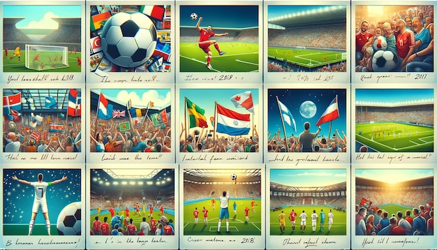 Foto een collage van voetbalherinneringen en memorabilia