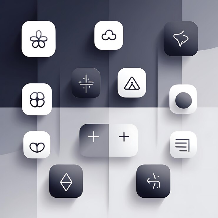 Foto een collectie van moderne minimalistische app-iconen