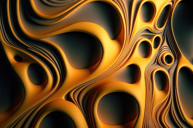 Een computer gegenereerde afbeelding van oranje en gele vormen.