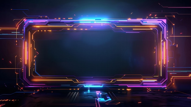 een computerscherm met een blauw en paars licht erop
