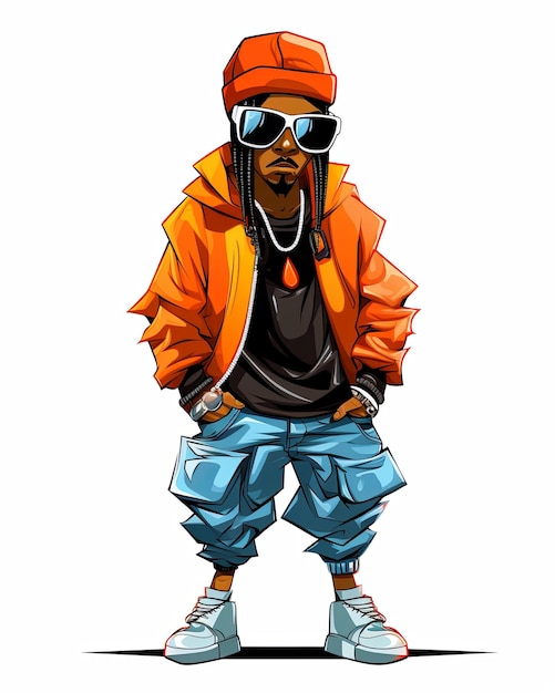 Foto een cool hiphop cartoon figuur vector ontwerp