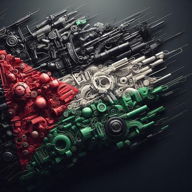 Een creatieve en visueel beschrijvende weergave van de Palestijnse vlag