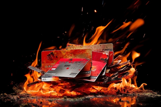 Een creditcard die in vlammen opgaat, maakt definitief een einde aan de schulden die Ai heeft gegenereerd