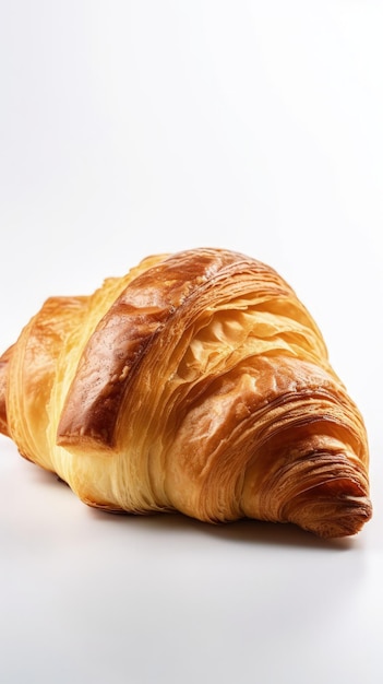 Een croissant bovenop een witte tafel generatieve AI