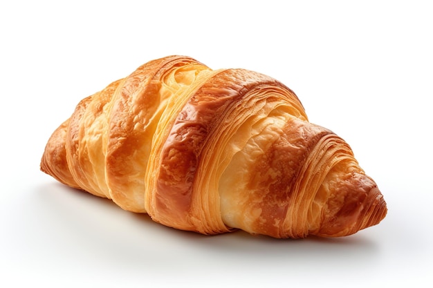 Een croissant close-up geïsoleerd op een witte achtergrond