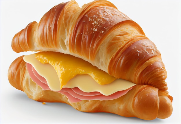 Een croissant met daarop een croissant met kaas