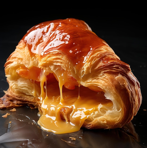 een croissant met de naam "karamel" erop.