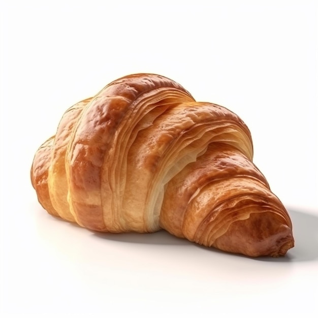 Een croissant met een witte achtergrond en het woord croissant erop.