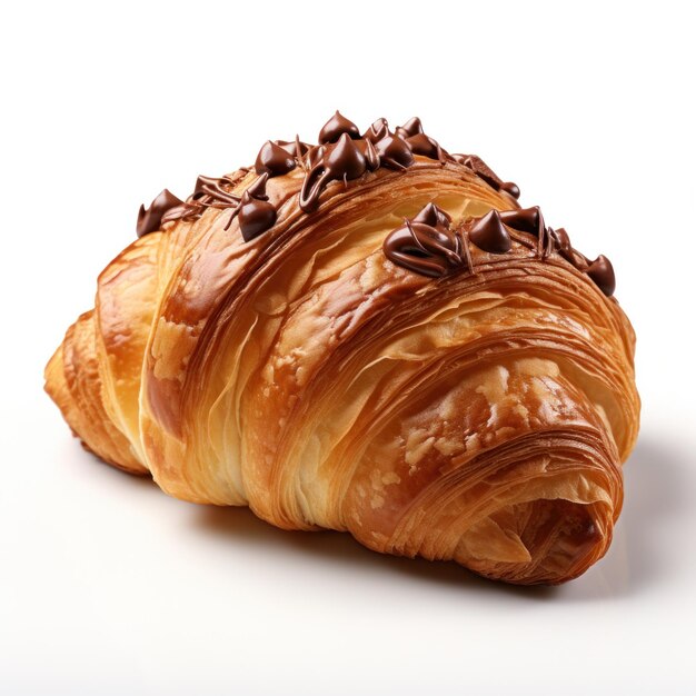 een croissant met geïsoleerde chocoladesiroop