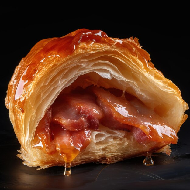 een croissant met rode saus erop