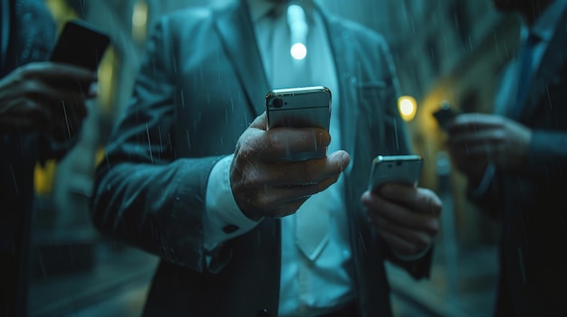 Een cryptocurrency trader investor broker gebruikt een mobiele telefoon app om een financiële aandelenhandel order uit te voeren om cryptocurrency aandelen te kopen of te verkopen denken aan beleggingsrisico's en winsten