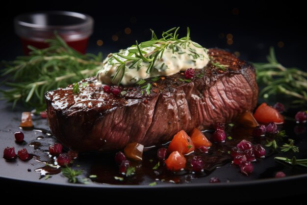 Foto een culinaire symfonie de prachtige samenstelling van geroosterd vlees in een fantastische display generatieve ai