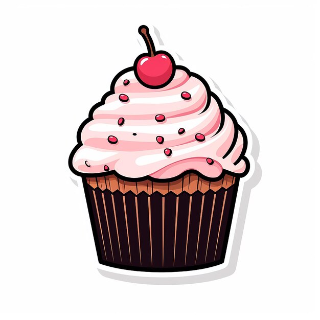 Foto een cupcake-sticker op een witte achtergrond