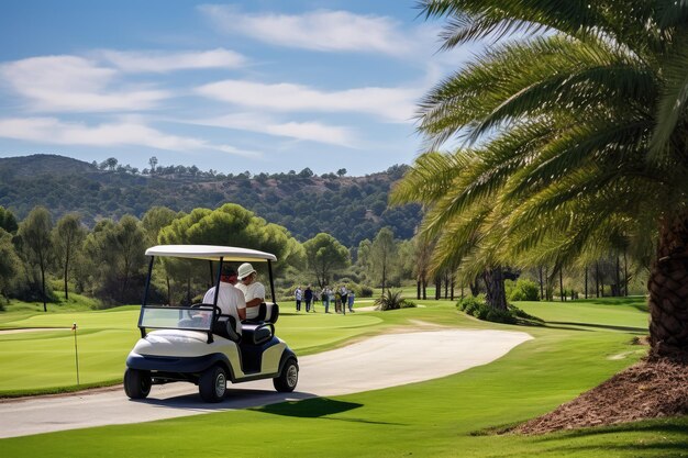 Foto een dag op een golfbaan. mooi weer. prachtig.