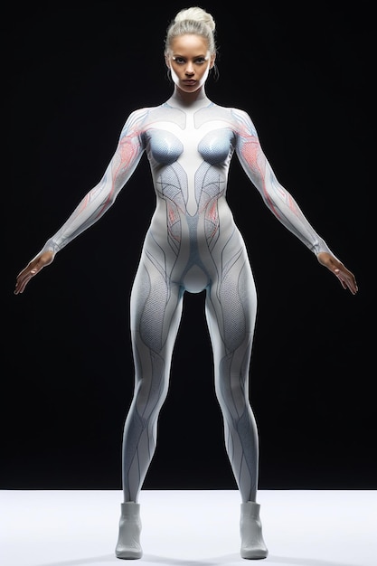 een damesetalagepop met een lichaam met een lichaam met een patroon erop.
