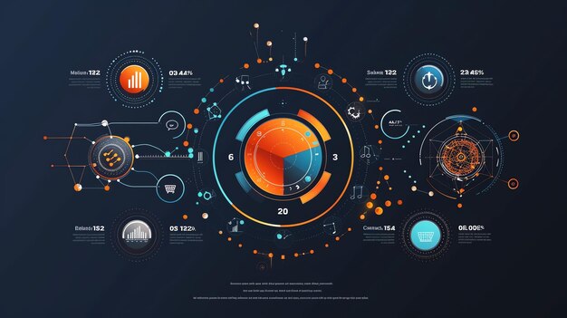 Een dashboard met een donker thema toont verschillende statistieken en gegevens in een visueel aantrekkelijk formaat