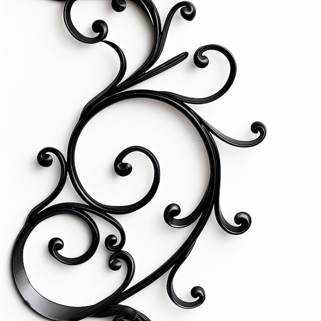 Foto een decoratief zwart smeedijzer bloeit op een witte achtergrond een opvallend visueel brandpunt perfect voor het toevoegen van verfijning aan elk interieur decor naadloos patroon
