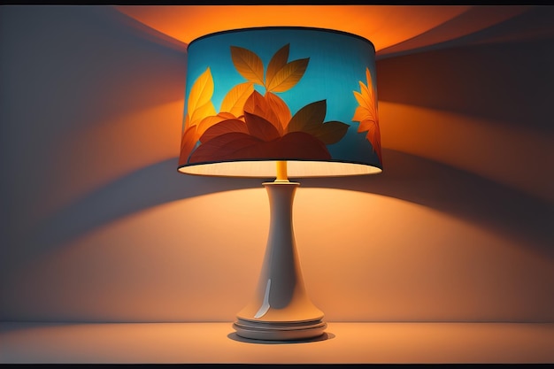 een decoratieve en kleurrijke lamp op een vaste achtergrond