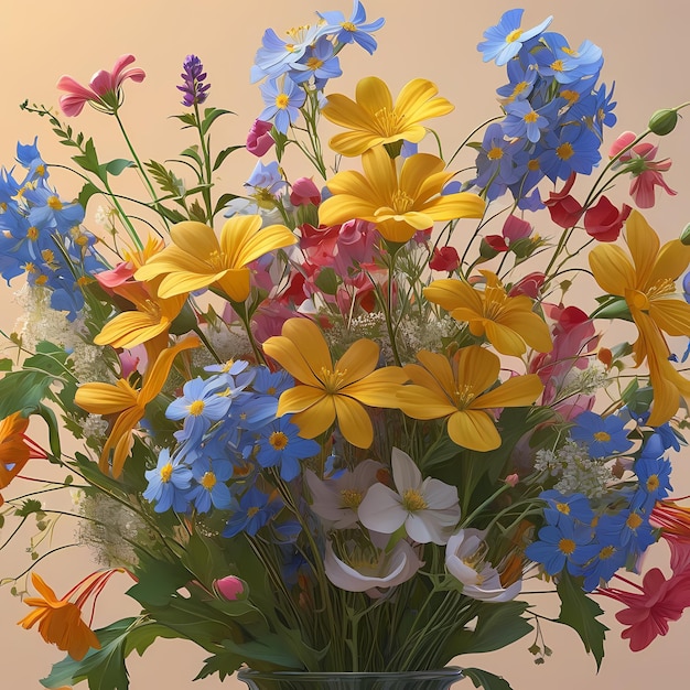 Een delicaat boeket van wilde bloemen die dansen in een zachte bries 1