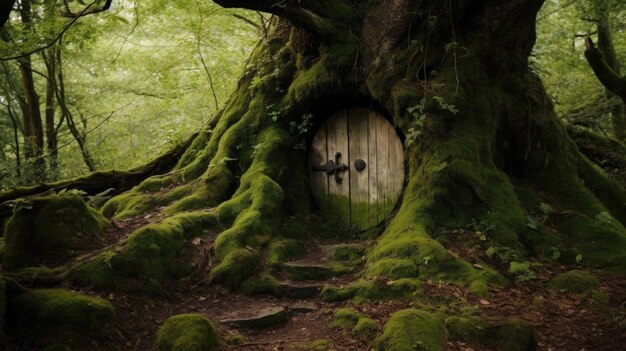 een deur in een boom