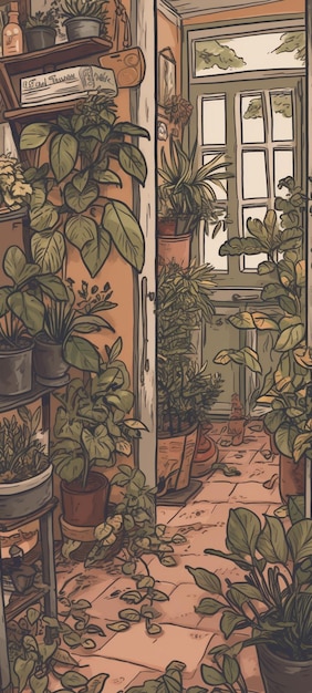 Een deur met een plant erop waarop staat 'de deur naar links'