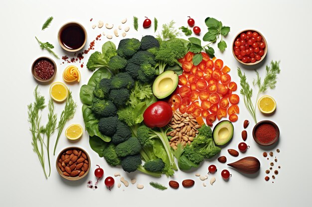 een diagram van veganistisch eten op witte achtergrond