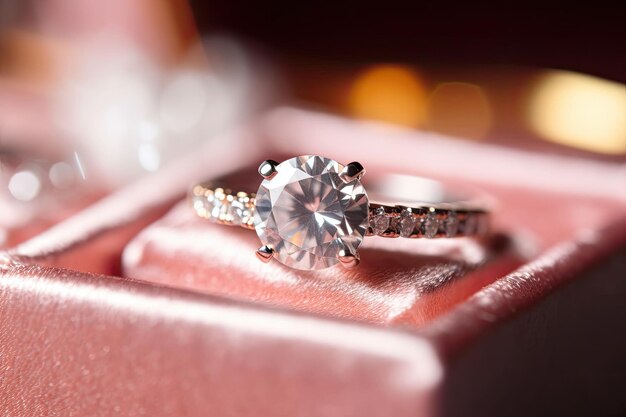 Foto een diamanten ring in een doosje met diamanten