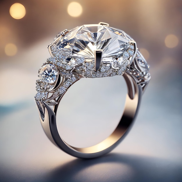 Een diamanten ring met een schitterende glans en ingewikkelde details