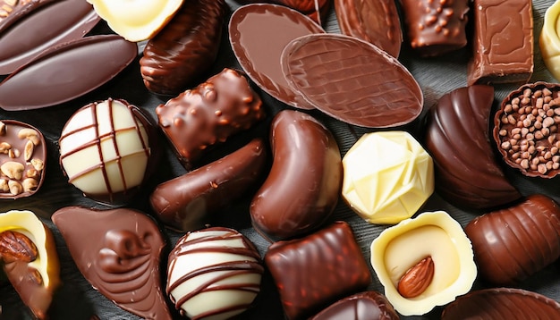 Een dienblad met chocolaatjes, waaronder een met de tekst 'chocolaatjes'