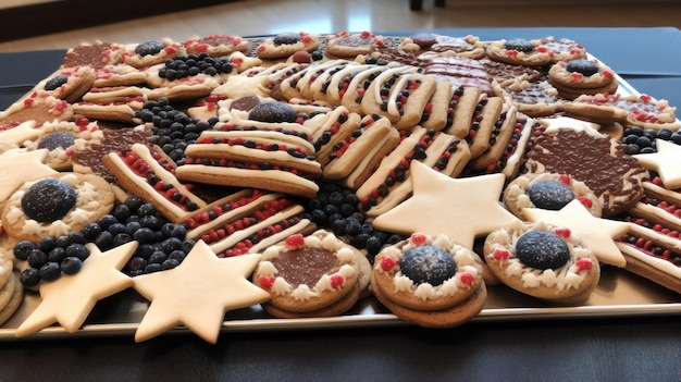 Een dienblad met koekjes met een skelet erop