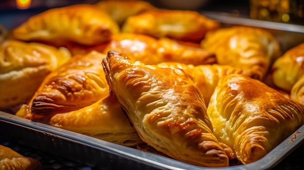 een dienblad met versgebakken appelflappen nog warm uit de oven met een gouden AIGenerated