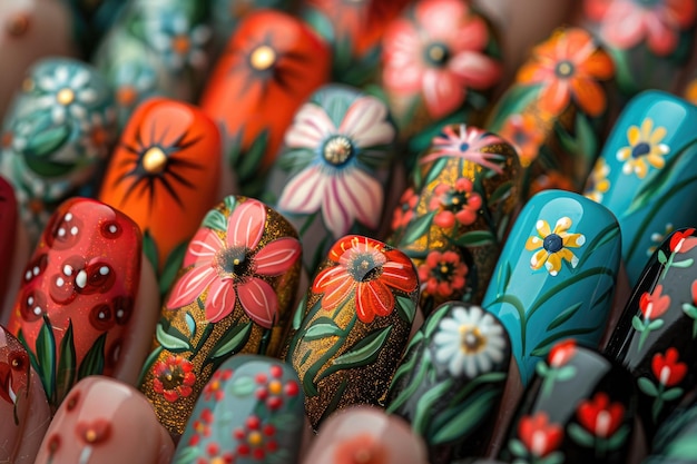 Een diepgaande blik op lente-thema nagelkunst met Ai generative