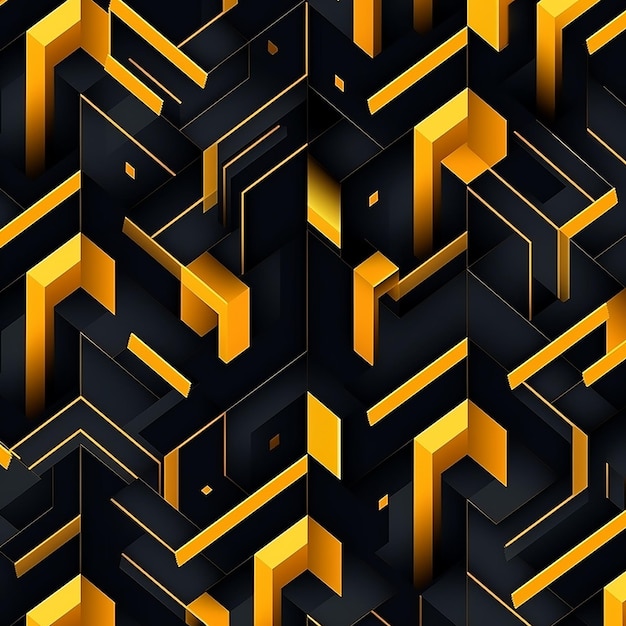 een digitaal abstract patroon met oranje vierkanten en gele vierkanten.