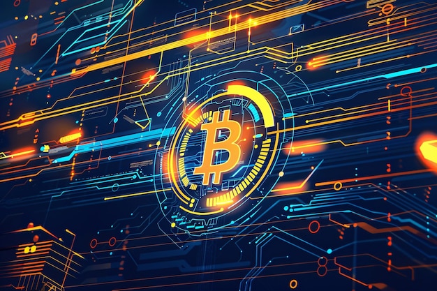 een digitaal beeld van een bitcoin-symbool