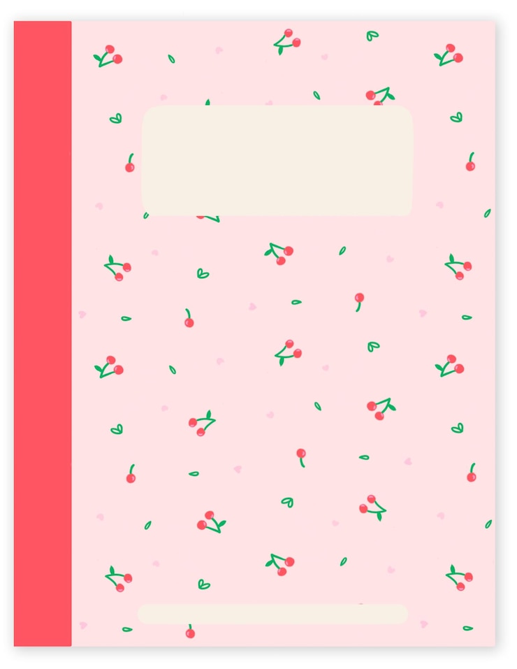 Foto een digitaal roze boek met kersen