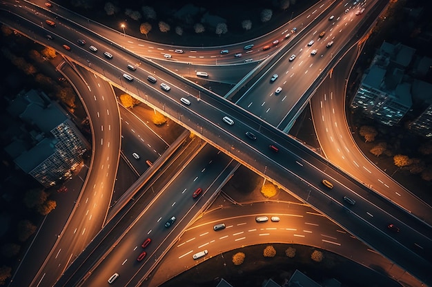 Een digitale afbeelding van een snelweg waarop auto's rijden.