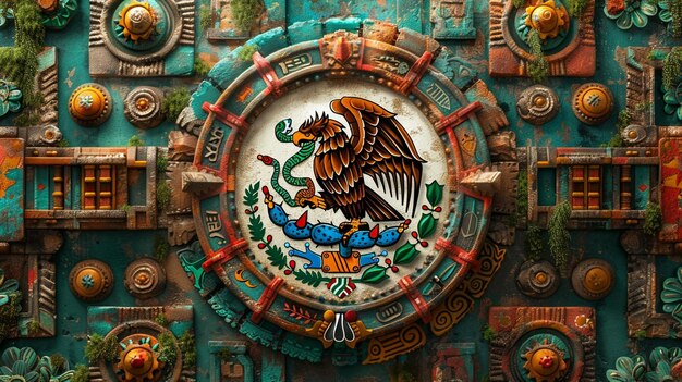 Een digitale collage van de Mexicaanse culturele achtergrond