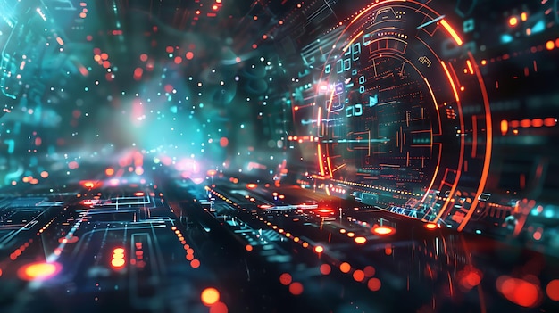 een digitale kunst van een futuristisch circuit