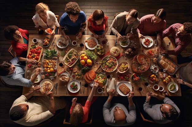 Foto een dinnerfeest met vrienden en familie.