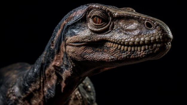 Een dinosaurus met een open mond en een hoofd met de tekst 'jurassic park' erop