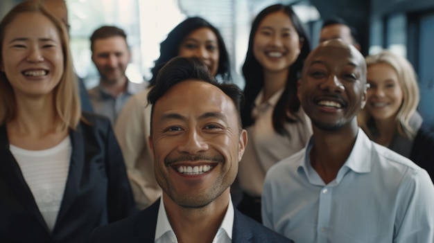 Een diverse groep professionals die een vrolijk moment delen