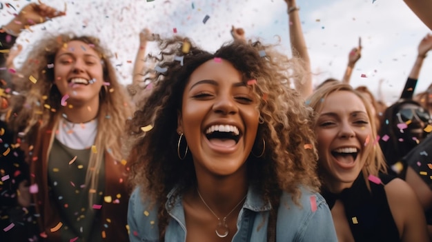 Een diverse groep vrienden die lachen en kletsen