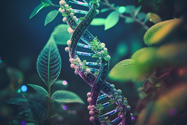 Een DNA-streng op een groene achtergrond