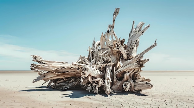 Foto een dode boom ligt op de grond met de woorden nomad erop.