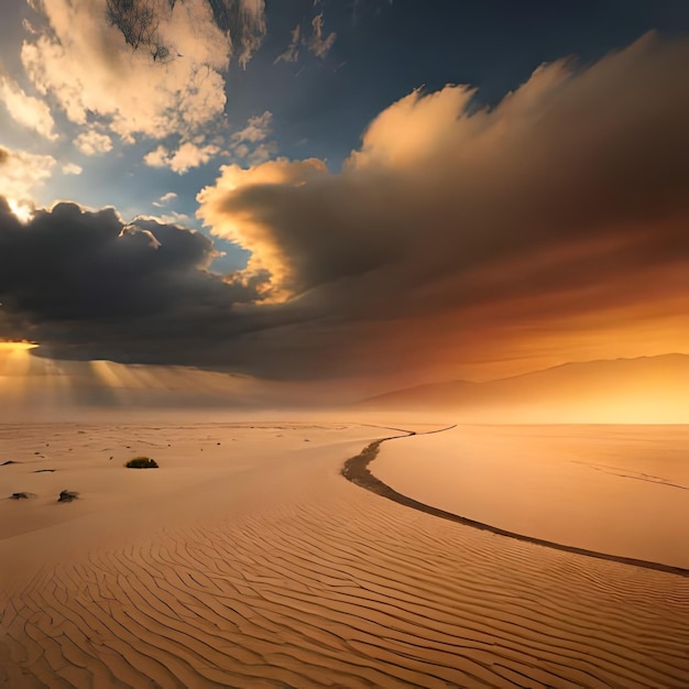 Foto een dodelijke zandstorm woedend over de woestijn zweep wolken van stof en verduisteren alles in i