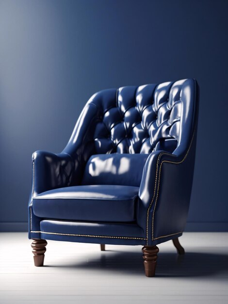 Foto een donkerblauwe fauteuil