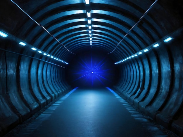 Foto een donkere tunnel met licht aan het eind